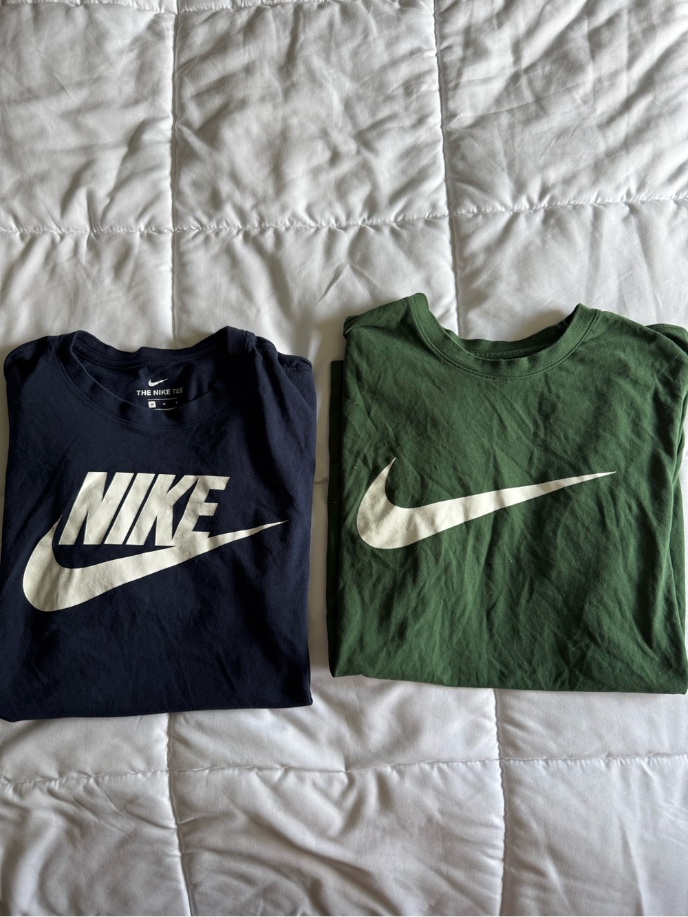 Nike Men’s Short-Sleeve Tees in Navy and Green with White Swoosh